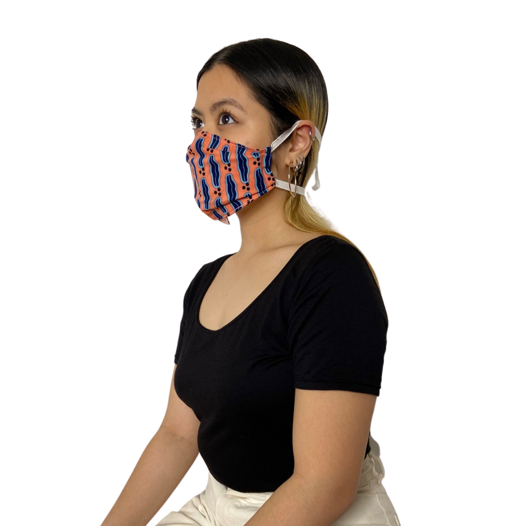 Pink Pleated Drawstring Face Mask